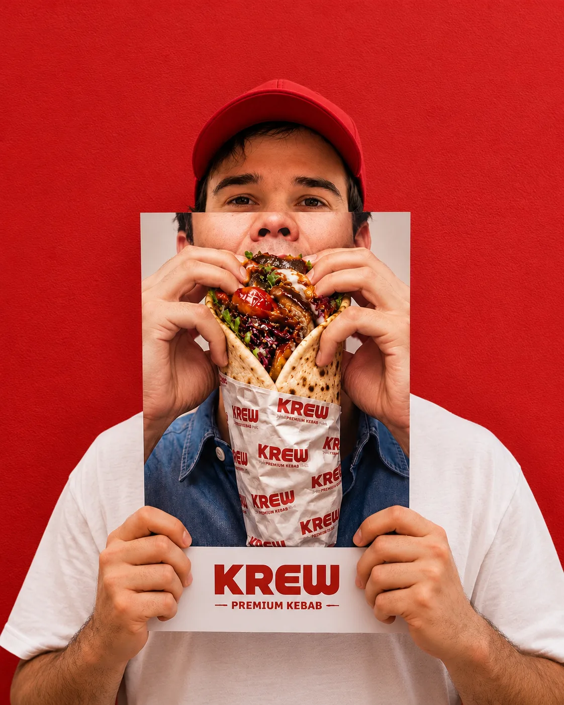 Chico mordiendo un roll de KREW