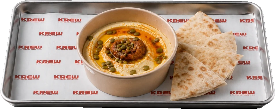 Nuestro hummus con pan de pita