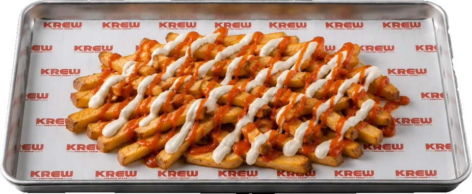 Patatas fritas sazonadas con nuestras salsas